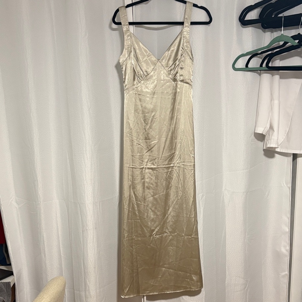 Princess Polly Shimmering Gold Satin Dress